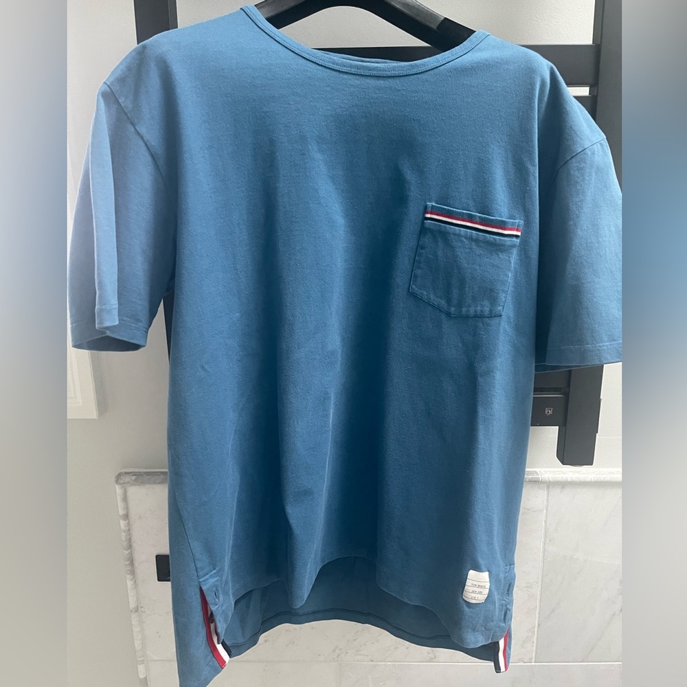 Blue Men's T-Shirt with Pocket Detail